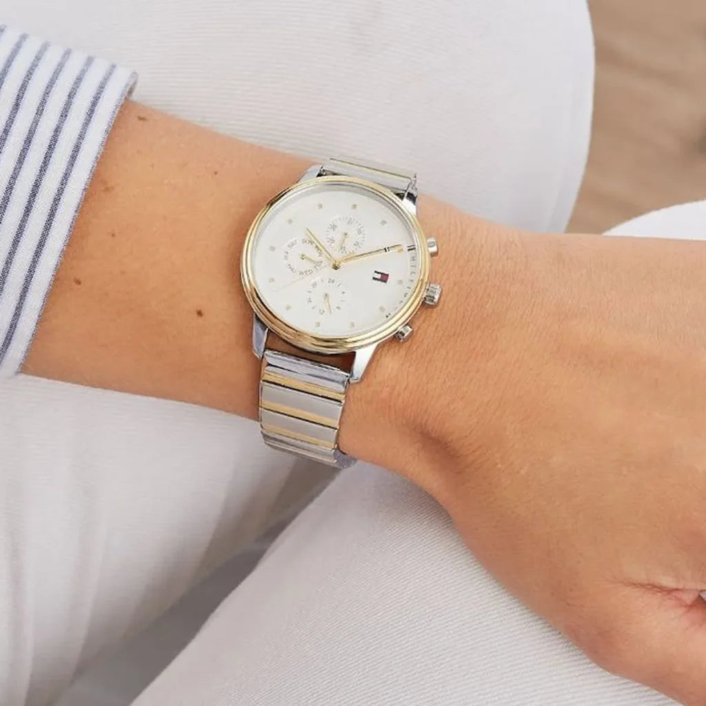 Tommy Hilfiger Blake 1781908 Women's Analog Watch – Silver Dial, Two-Tone Stainless Steel Strap & Quartz Movement