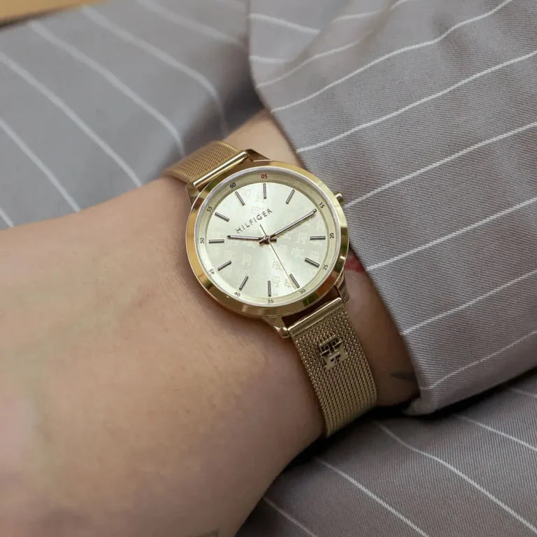 Tommy Hilfiger Iris 1782588 Women’s Watch – Gold Stainless Steel Bracelet & Dial | 36mm Ultra-Slim Quartz Elegant Timepiece