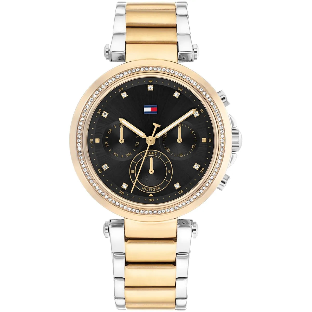 Tommy Hilfiger Emily Women’s Watch 1782702 – Black Dial, Stainless Steel Bracelet (Silver & Gold)