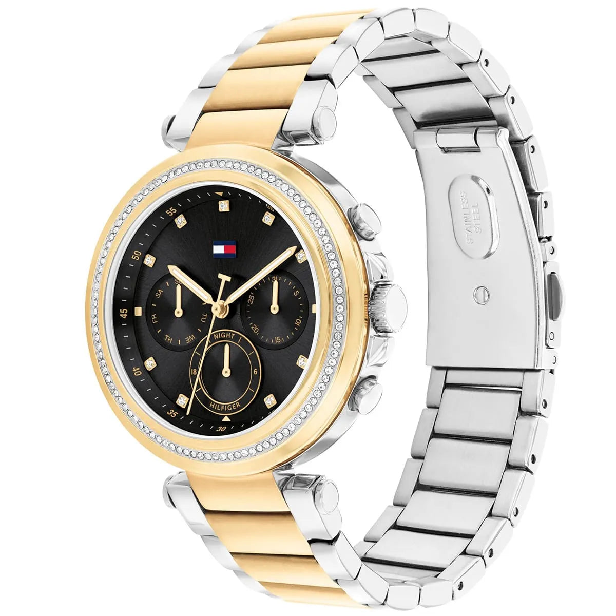 Tommy Hilfiger Emily Women’s Watch 1782702 – Black Dial, Stainless Steel Bracelet (Silver & Gold)