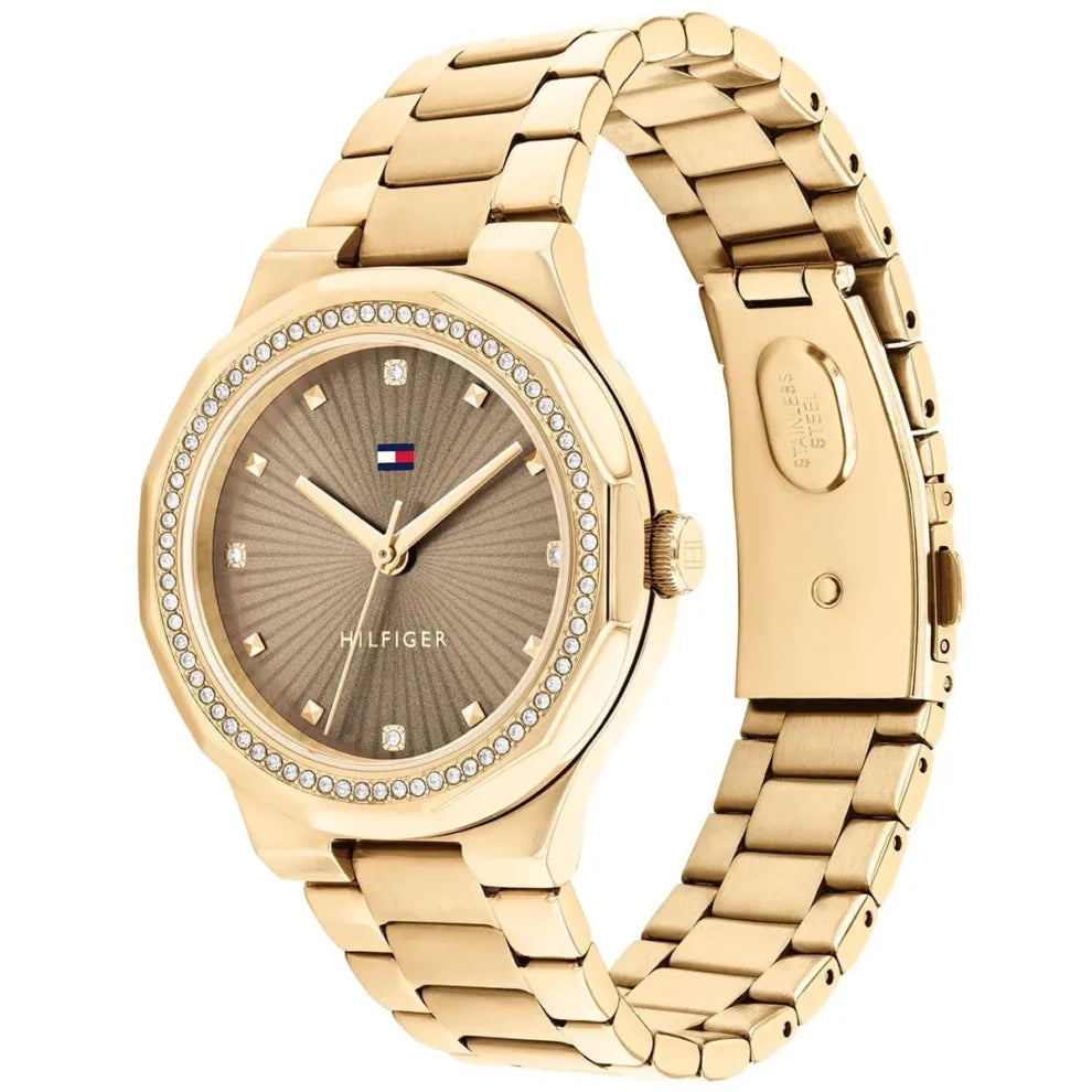 Tommy Hilfiger Women’s Piper Gold Stainless Steel Watch – Brown Dial Elegant Design | Model 1782725