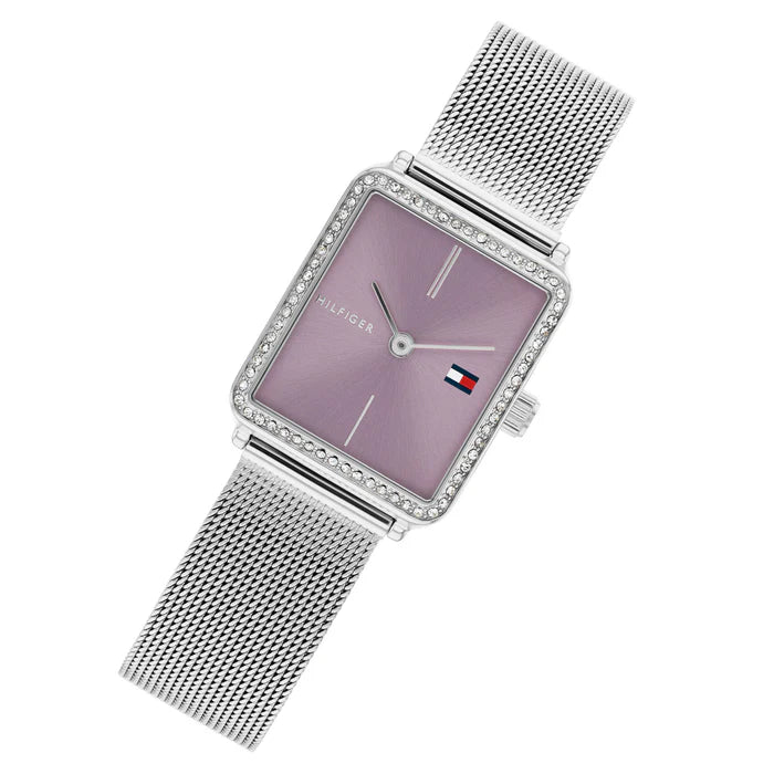 Tommy Hilfiger Women’s Stainless Steel Mesh Watch – Purple Dial, Crystal Accents (1782790)