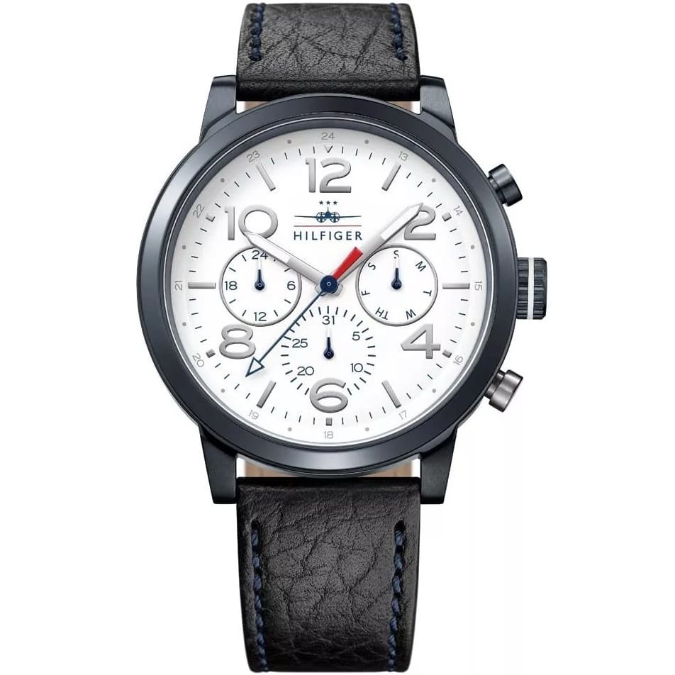 Tommy Hilfiger Jake Men's White Dial Black Leather Watch 1791235