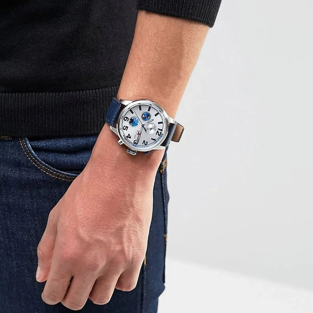 Tommy Hilfiger Men’s Watch 1791240 – Silver Dial with Blue Leather Strap (Jackson Series)