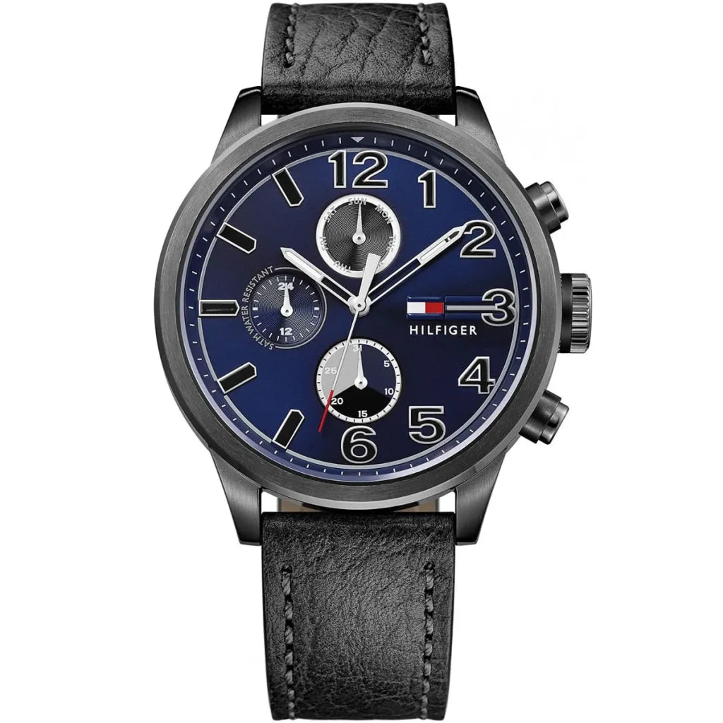Tommy Hilfiger Men’s Watch 1791241 – Blue Dial with Black Leather Strap (Jackson Series)