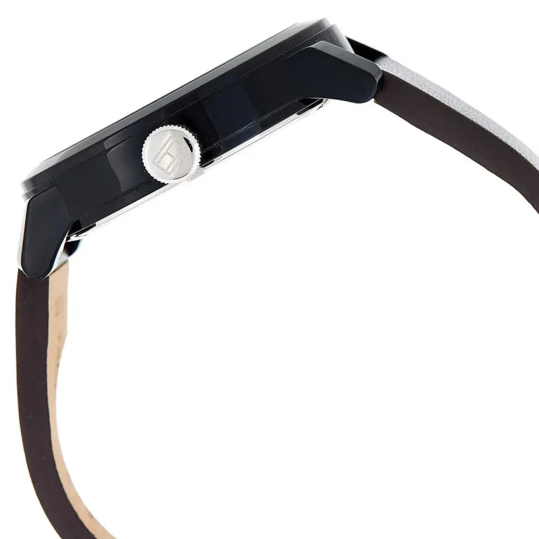 Tommy Hilfiger Denim Men’s Watch 1791478 – Black Dial, Brown Leather Strap, 44mm Quartz Analog