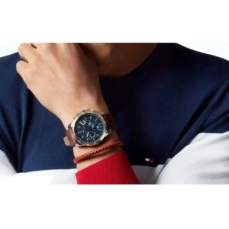Tommy Hilfiger Men’s Watch 1791532 – Elegant Blue Dial with Brown Leather Strap