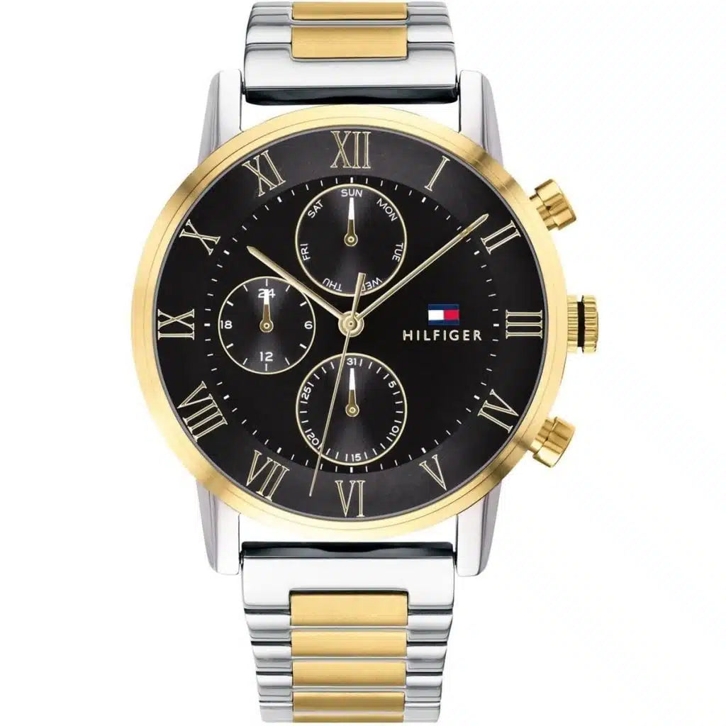 Tommy Hilfiger Kane Men’s Watch 1791539 – Black Dial, Two-Tone Stainless Steel Strap, 44mm Quartz