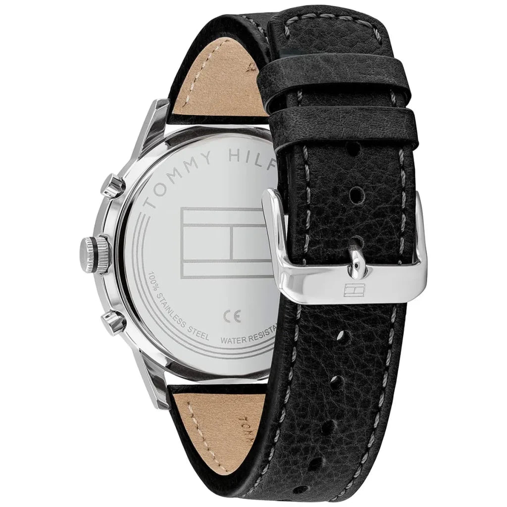 Tommy Hilfiger Kyle Men's Analog Quartz Watch 1791630 – Black Dial & Genuine Leather Strap