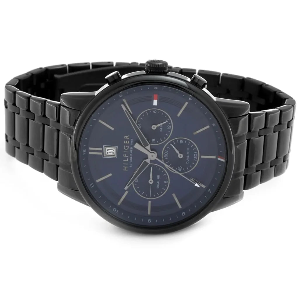 Tommy Hilfiger Kyle 1791633 Men’s Quartz Watch – Blue Dial Black Stainless Steel Bracelet