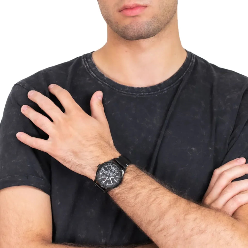 Tommy Hilfiger 1791638 Men's Watch – Black Dial, Genuine Leather Strap, 44mm Quartz Analog Watch for Men