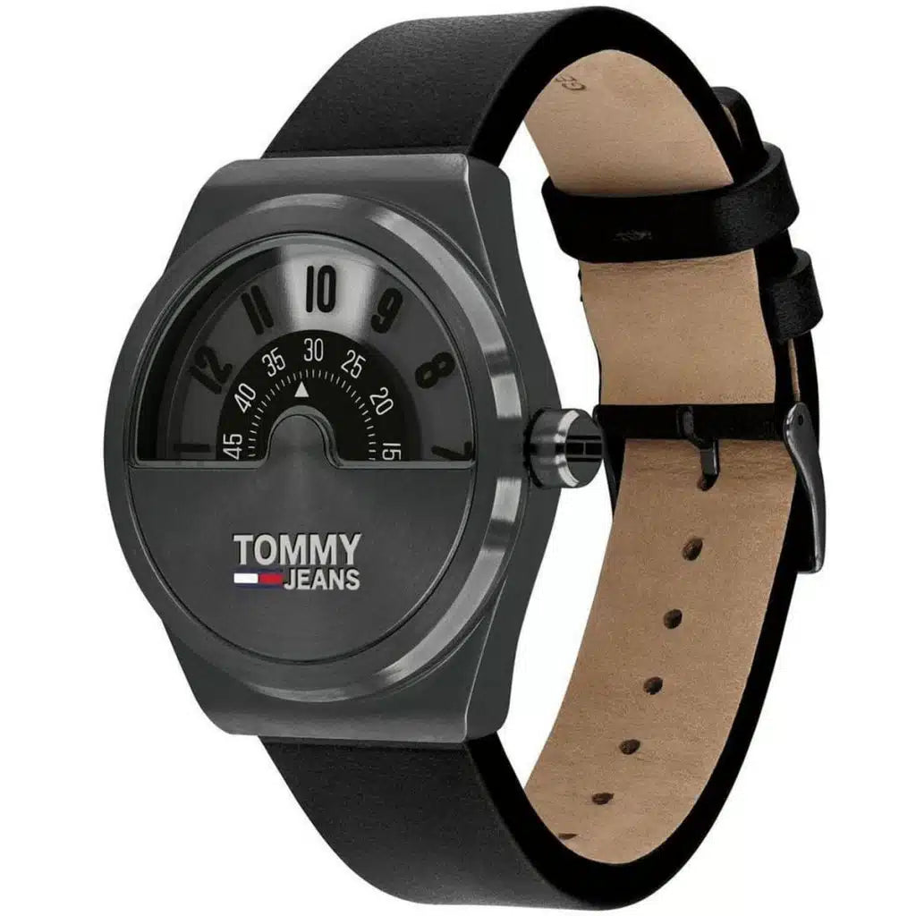 Tommy Hilfiger Monogram 1791773 Men's Analog Watch – Black Dial, Genuine Leather Strap & Quartz Movement