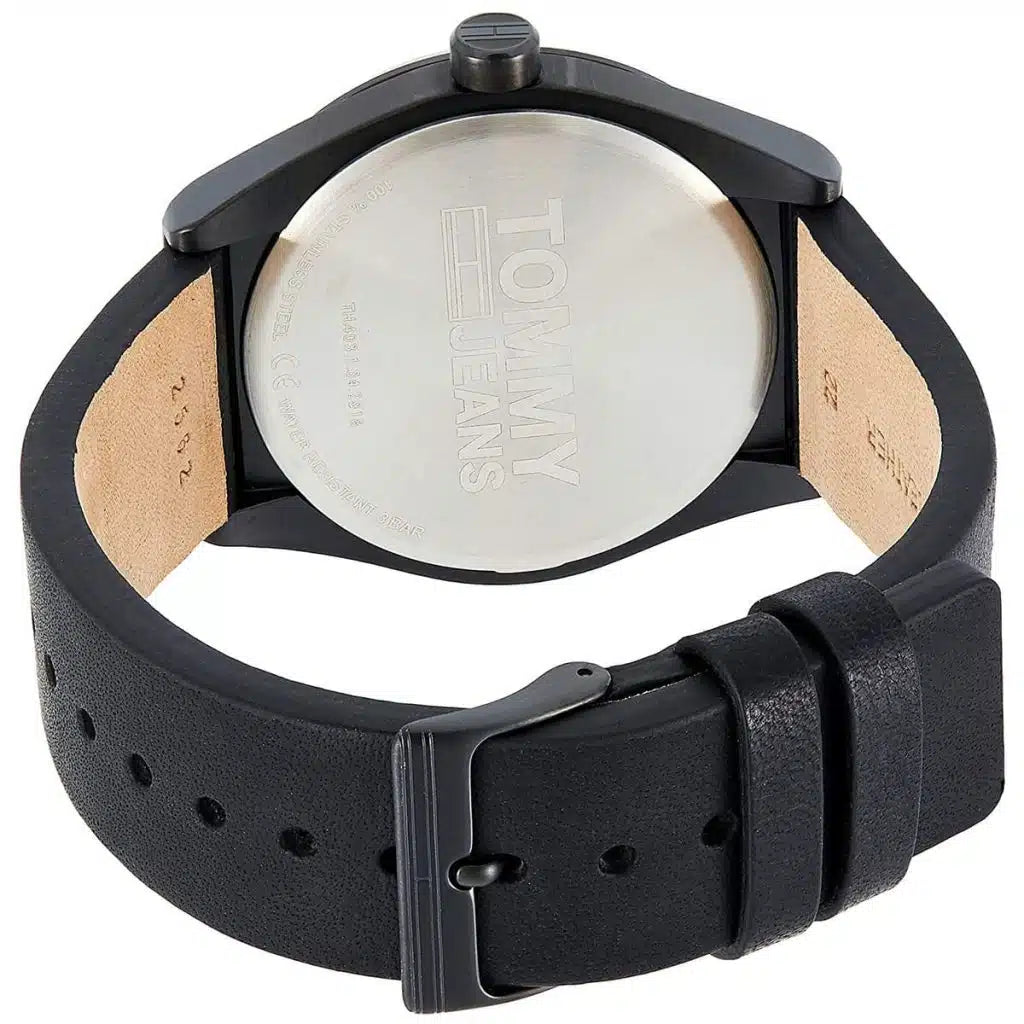 Tommy Hilfiger Monogram 1791773 Men's Analog Watch – Black Dial, Genuine Leather Strap & Quartz Movement