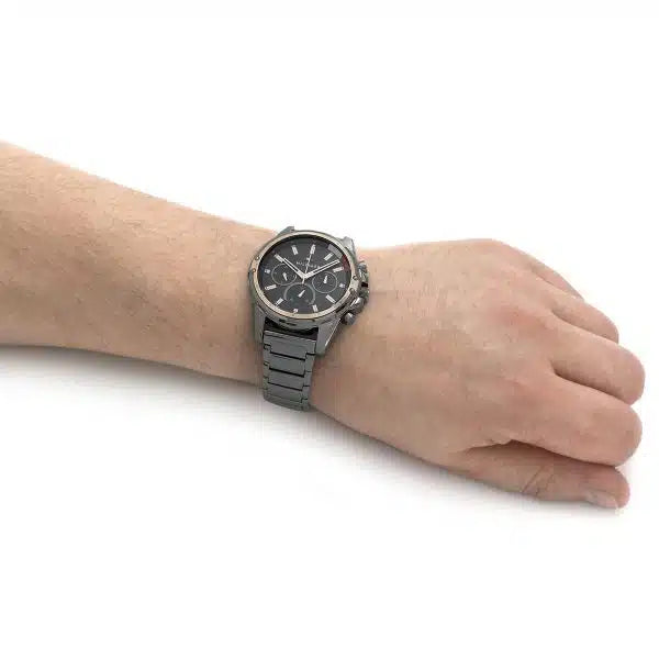 Tommy Hilfiger Mason Men’s Watch 1791790 – Gray Dial, Gray Stainless Steel Strap, Quartz Multifunction, 45mm