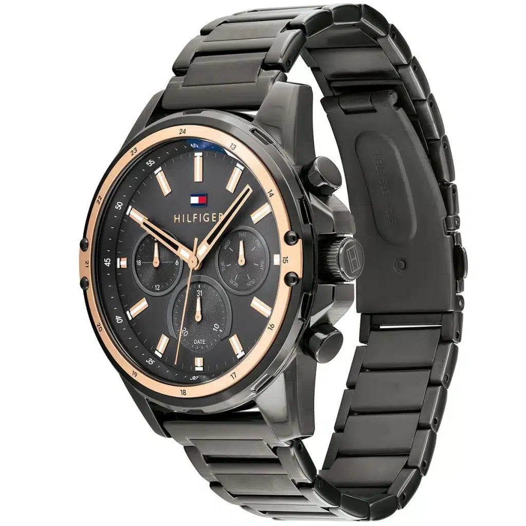 Tommy Hilfiger Mason Men’s Watch 1791790 – Gray Dial, Gray Stainless Steel Strap, Quartz Multifunction, 45mm