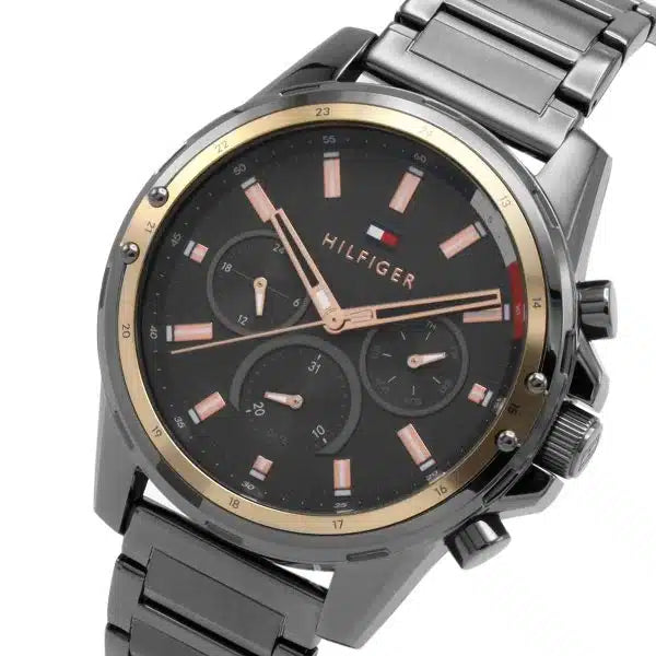 Tommy Hilfiger Mason Men’s Watch 1791790 – Gray Dial, Gray Stainless Steel Strap, Quartz Multifunction, 45mm