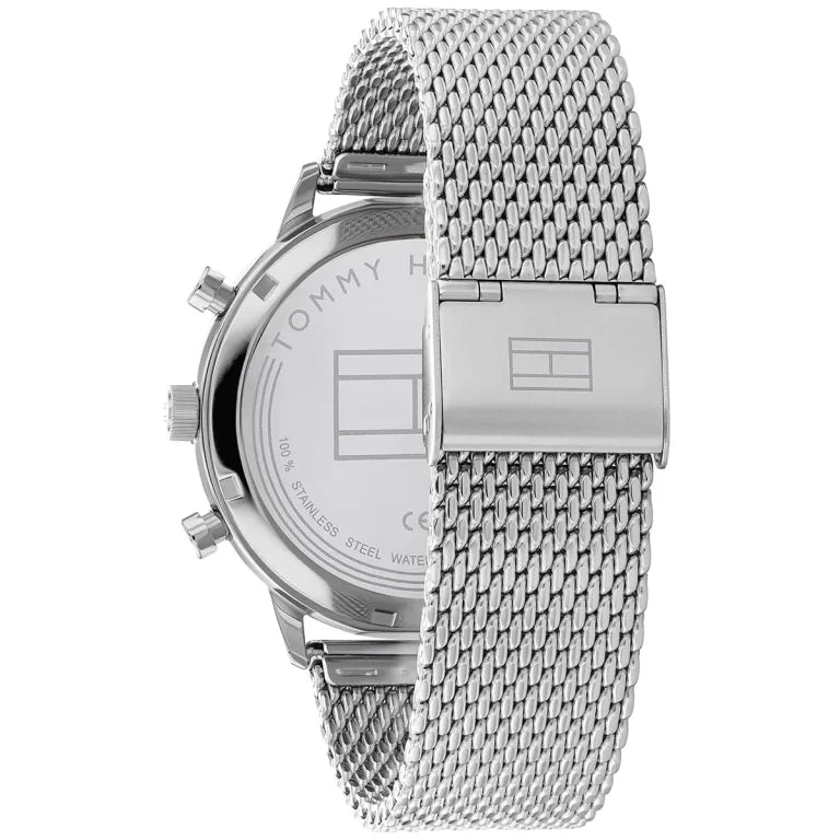 Tommy Hilfiger Men’s Watch 1791988 – Silver Stainless Steel Bracelet, White Dial, Date Display, 50M Water Resistant