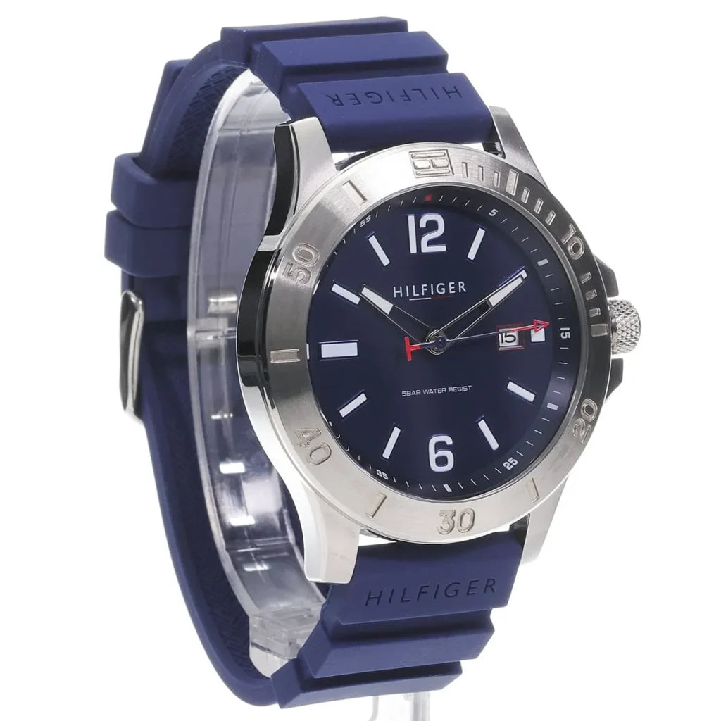 Tommy Hilfiger Ryan Men's Blue Silicone Strap Analog Quartz Watch 46mm – 1791991