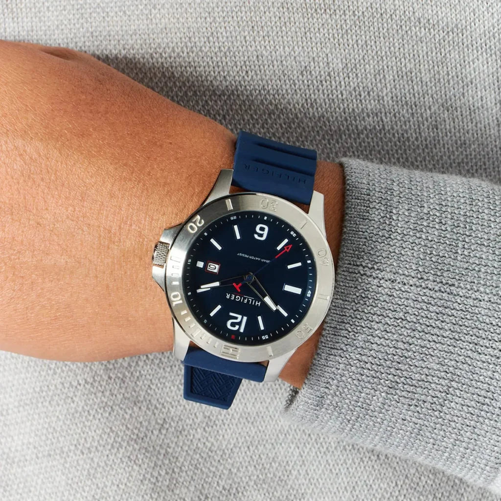 Tommy Hilfiger Ryan Men's Blue Silicone Strap Analog Quartz Watch 46mm – 1791991
