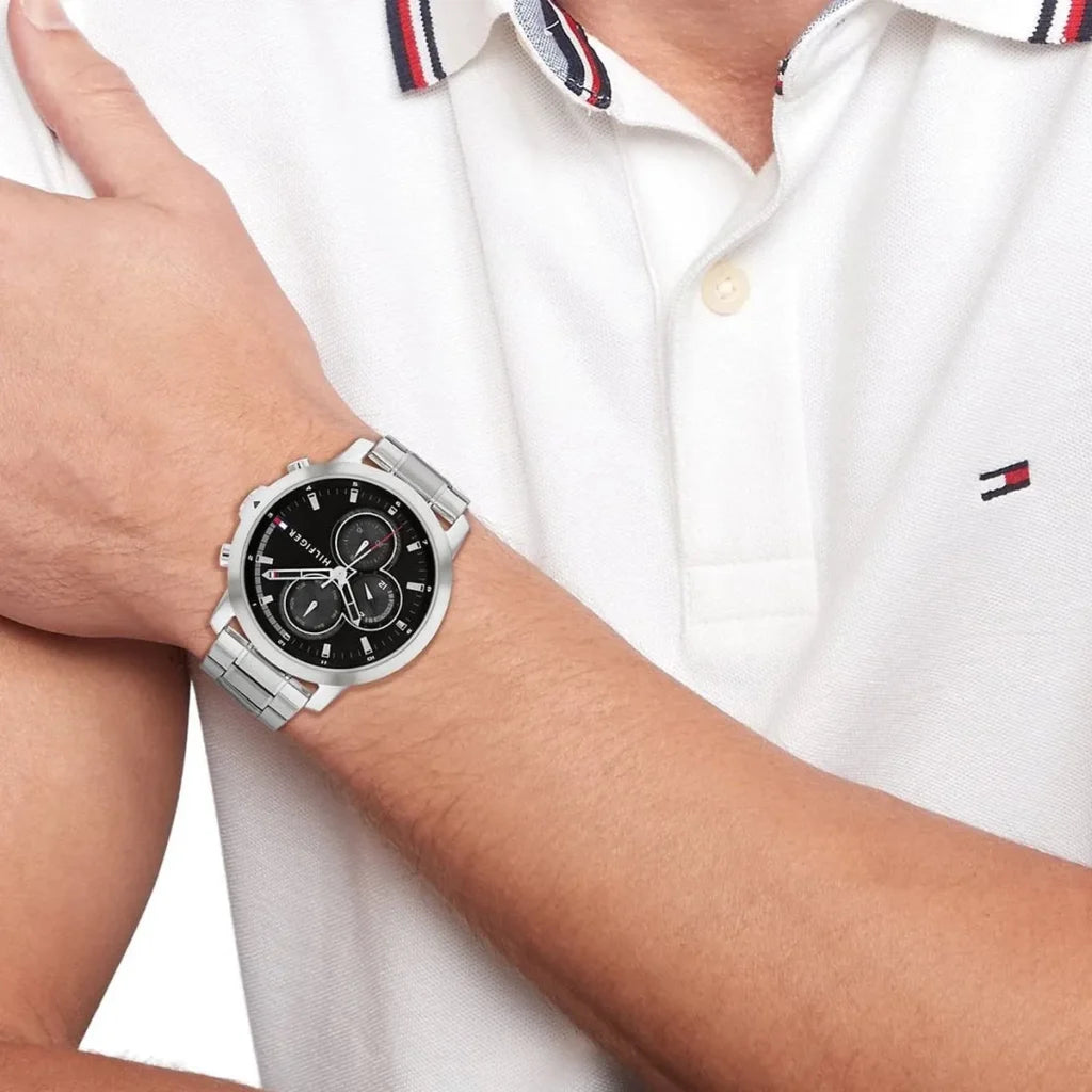 Tommy Hilfiger Jameson 1792048 Men’s Quartz Watch – Black Dial Stainless Steel Strap