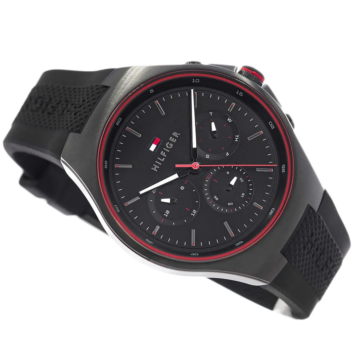 Tommy Hilfiger Men's Watch 1792056 – Black Dial with Black Silicone Strap