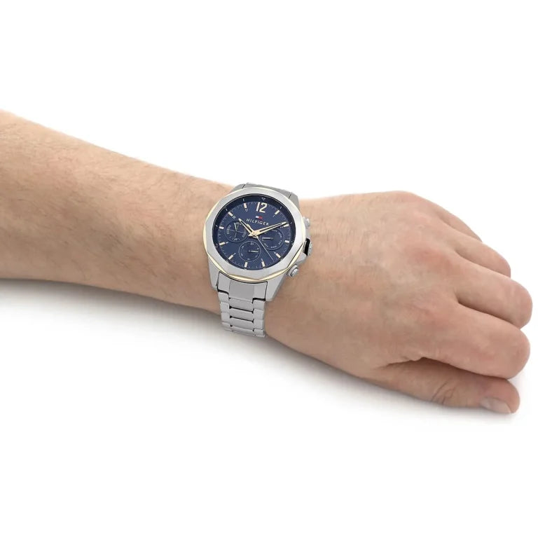 Tommy Hilfiger 1792059 Lars Men's Watch – Blue Dial Stainless Steel Analog Watch for Men, Quartz Movement, 50M Water Resistant
