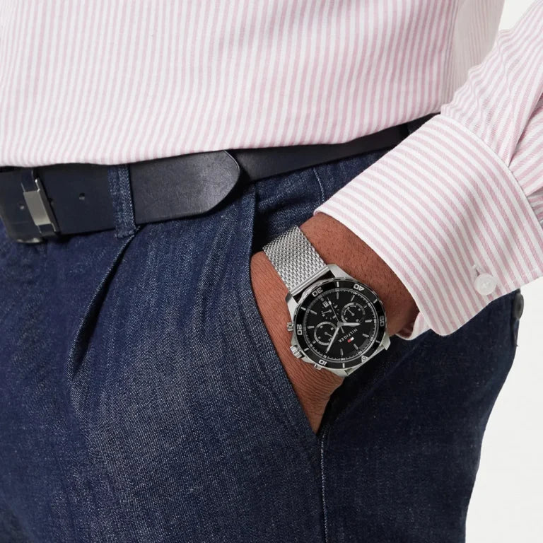Tommy Hilfiger Jordan Men’s Watch 1792092 – Black Dial, Black Stainless Steel Strap, 43mm Quartz Analog