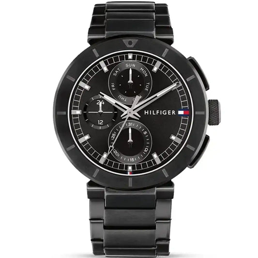 Tommy Hilfiger Men's Watch – Model 1792119 Lorenzo | Black Stainless-Steel Chronograph Design