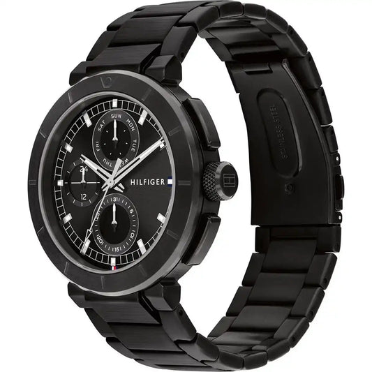 Tommy Hilfiger Men's Watch – Model 1792119 Lorenzo | Black Stainless-Steel Chronograph Design