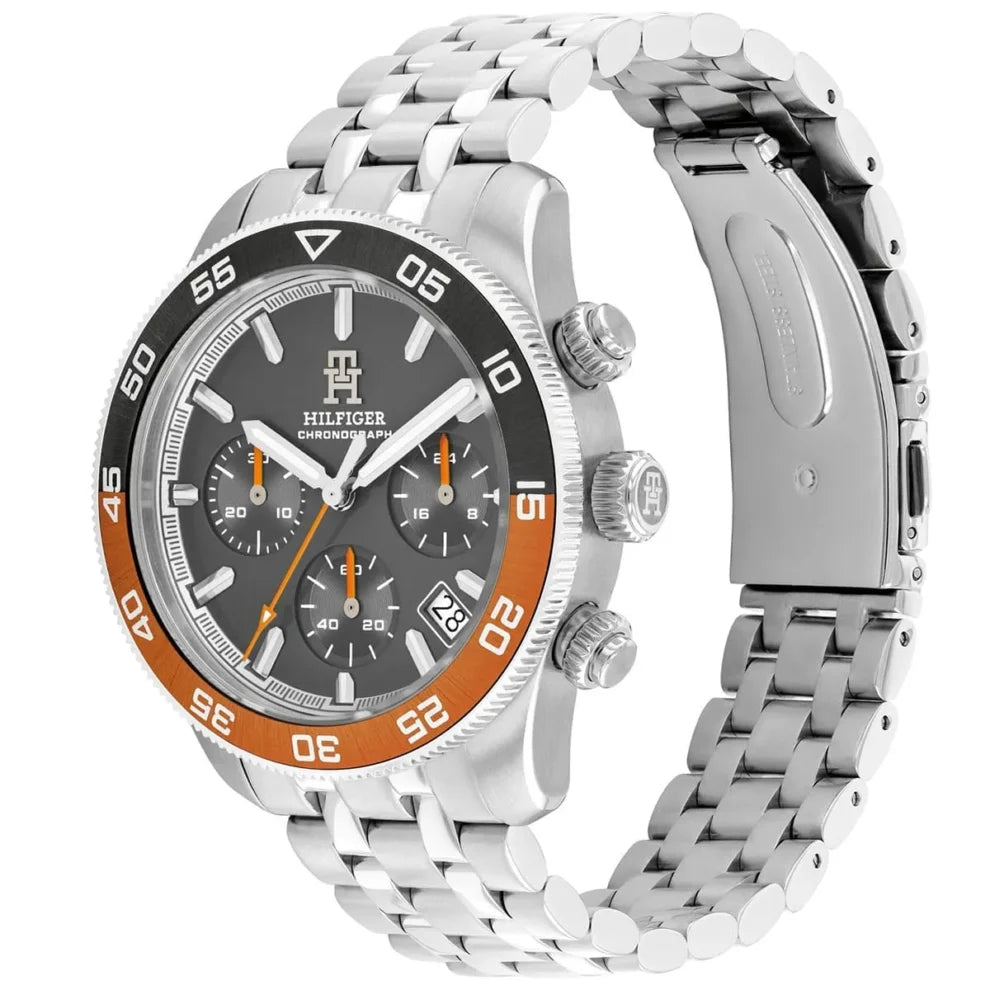 Tommy Hilfiger Men’s TH85 Stainless Steel Watch – Gray Dial with Monthly Date | Model 1792186