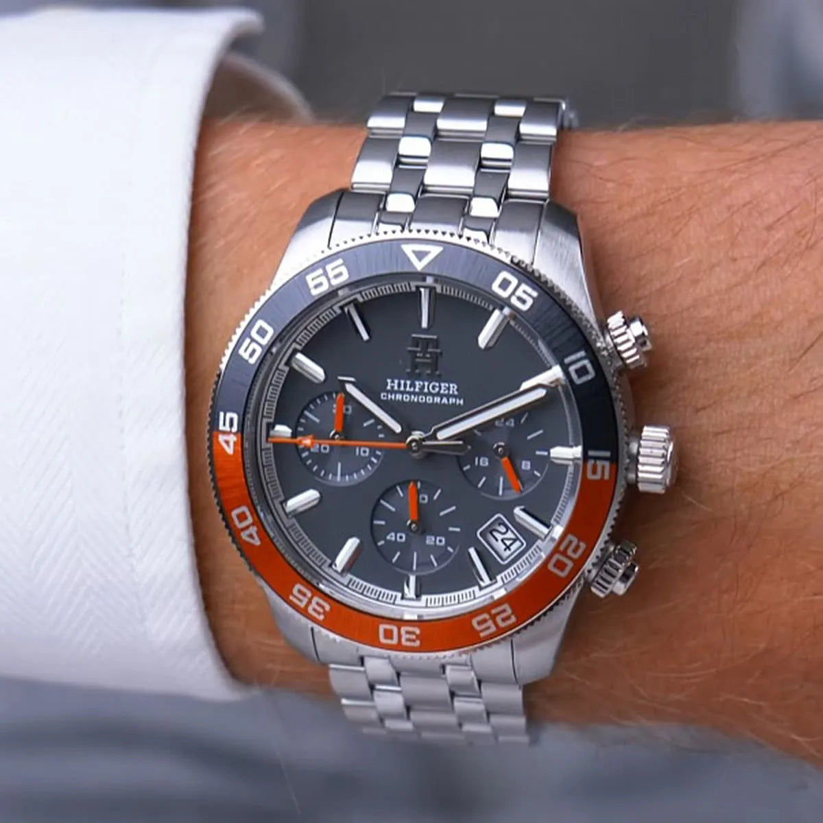 Tommy Hilfiger Men’s TH85 Stainless Steel Watch – Gray Dial with Monthly Date | Model 1792186