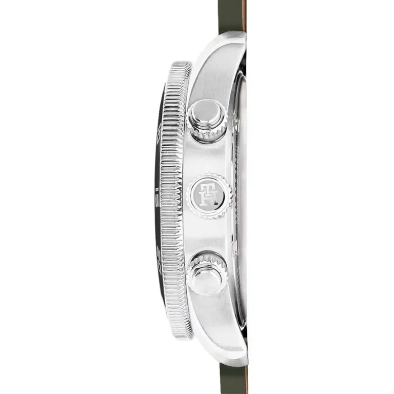 Tommy Hilfiger TH85 1792188 Men’s Green Leather Watch – 41mm Quartz Analog Timepiece with Date Function