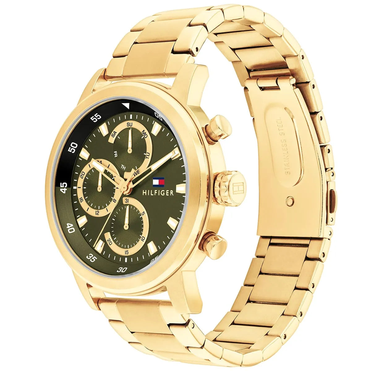 Tommy Hilfiger 1792216 Men’s Watch – Rocky Gold Stainless Steel with Green Dial 46mm