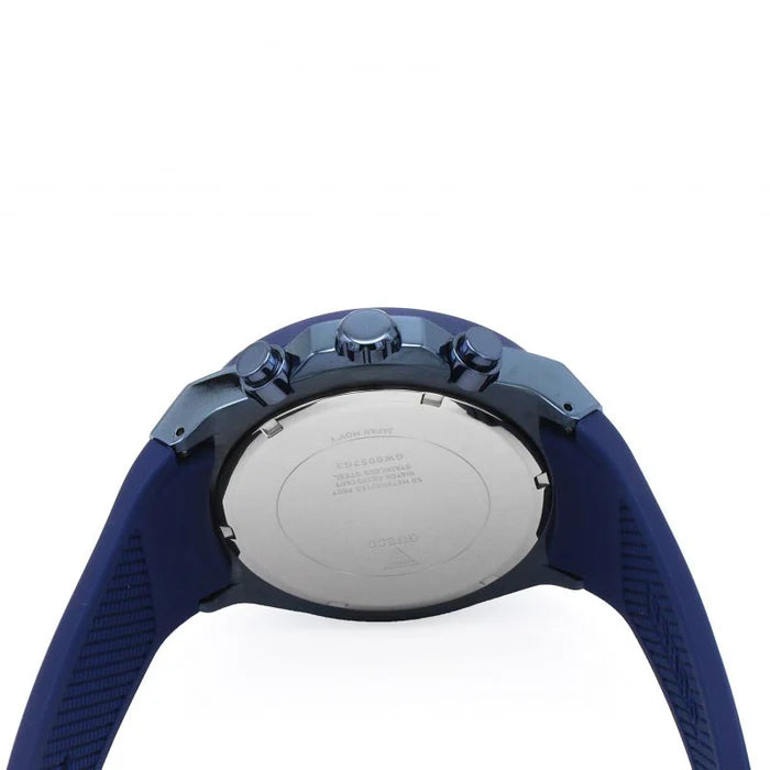 GUESS Men’s Analog Watch GW0057G3 – Blue Dial, Blue Silicone Strap, Day & Date Display, Quartz Movement