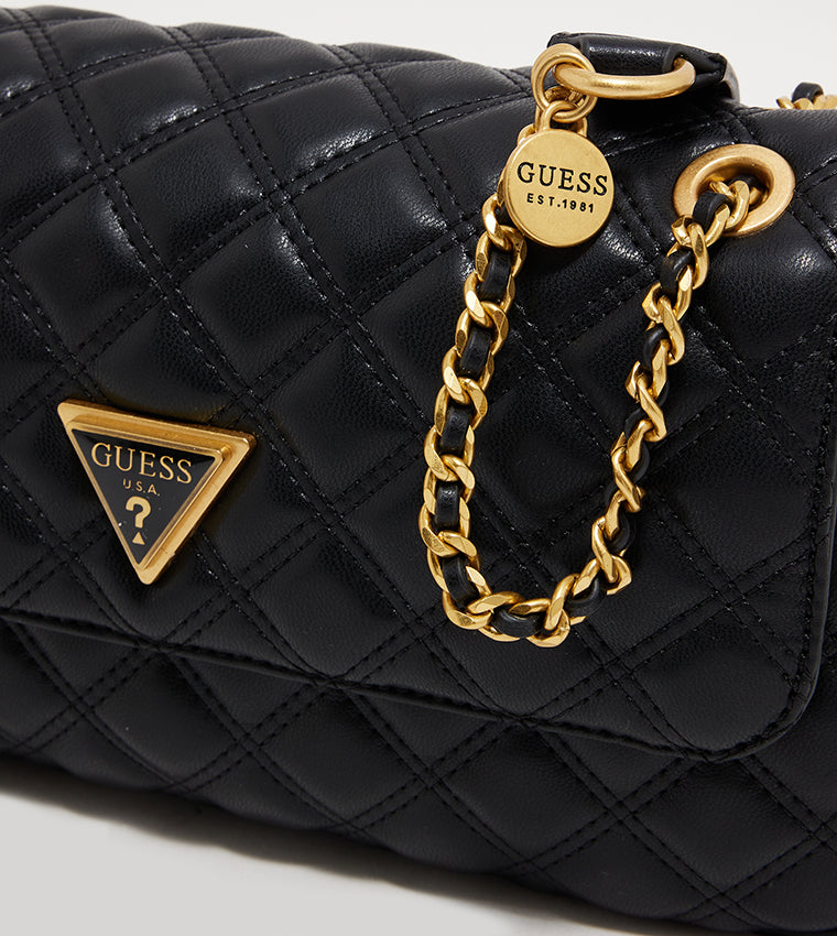 GUESS Black Quilted Chain Shoulder Bag For Women #6