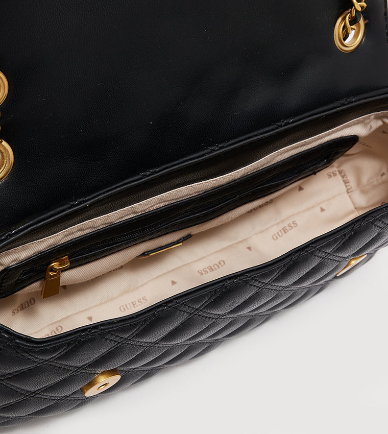 GUESS Black Quilted Chain Shoulder Bag For Women #6