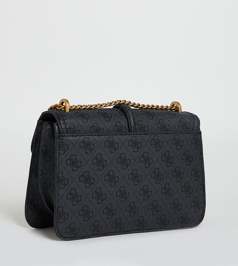 GUESS G James Convertible Crossbody Bag – Grey Quilted Faux Leather with Chain Strap
