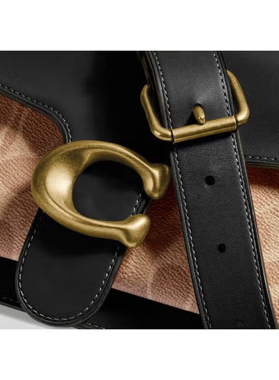 Coach Tabby Shoulder Bag 26 in Signature Canvas Tan Black with Leather Trim – 91215#6