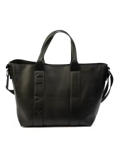 Tommy Hilfiger Black Statement Tote Bag – Iconic Metallic “TOMMY” Logo Large Women’s Handbag#81