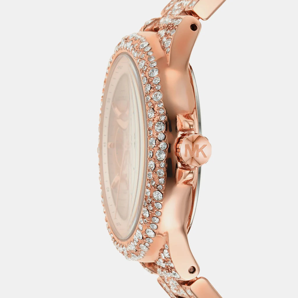 Michael Kors Camille MK6961 Women’s Watch – Rose Gold Dial, Crystal-Set Bezel, Rose Gold Stainless Steel Bracelet, Multifunction, 39mm, 50M Water Resistant