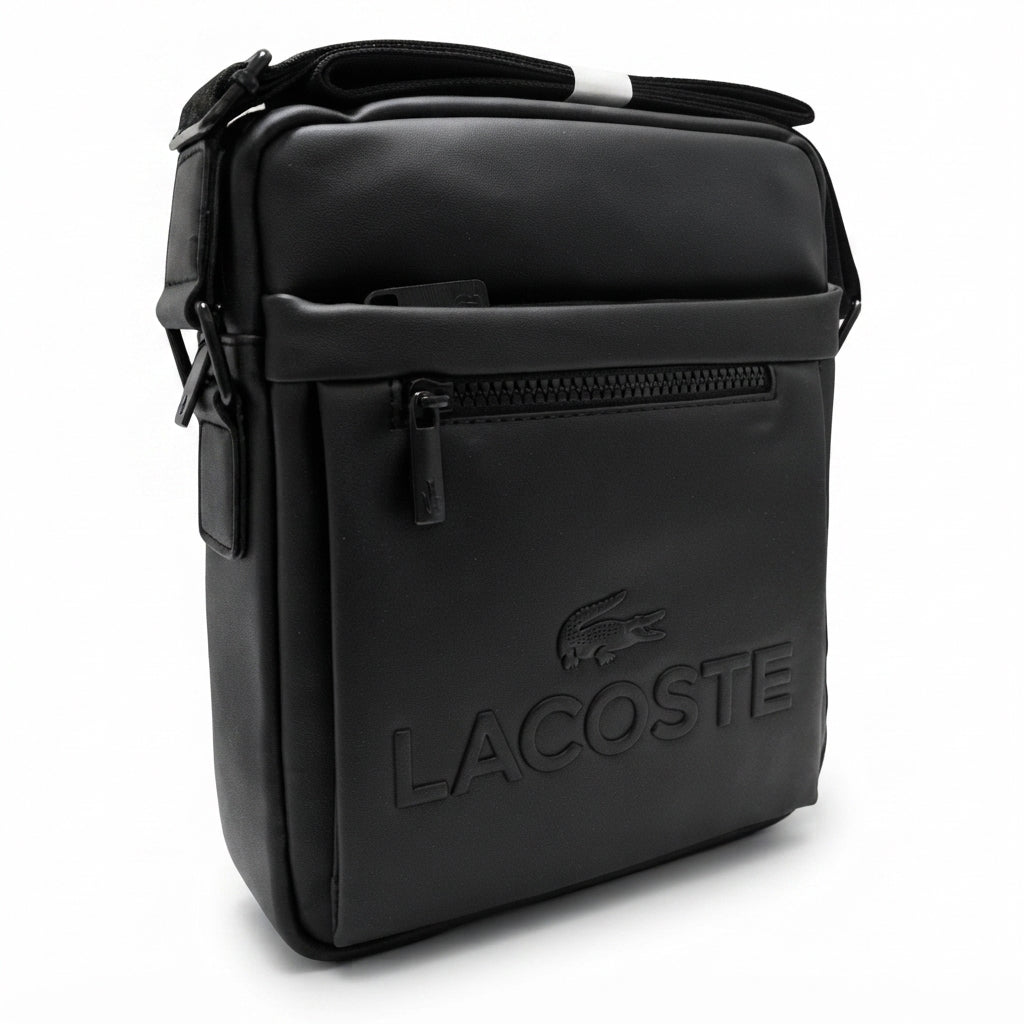 Lacoste Men's Vertical Crossover Bag with Branded Strap - Black