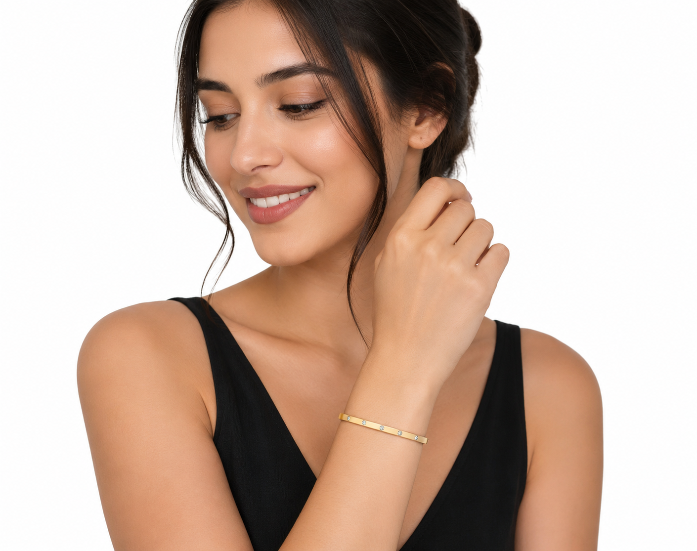 Elegant Gold Stainless Steel Open Cuff Bracelet – Minimal Luxury Jewelry for Women#025