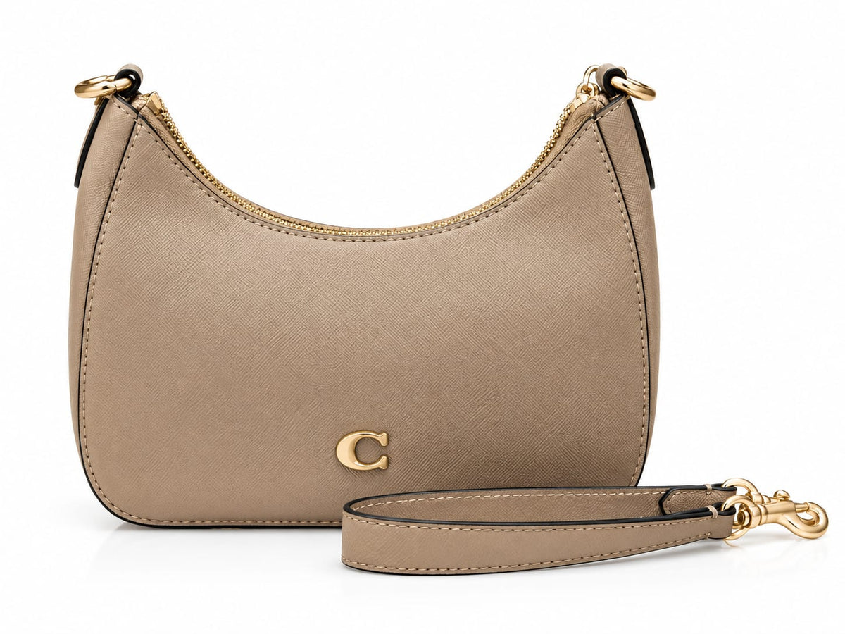 Women's Beige/Taupe Handbag with Two Interchangeable Straps#0070