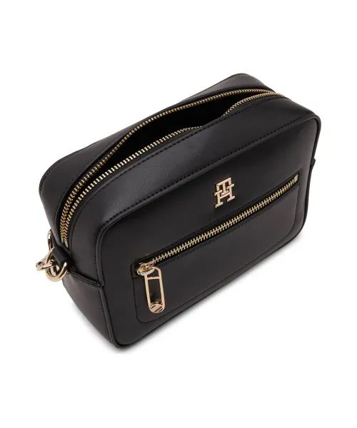 TH Black Leather Crossbody Bag