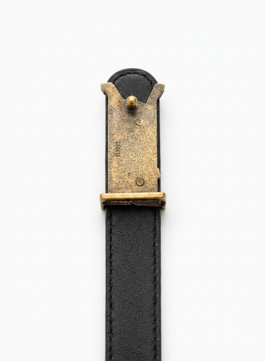 Yves Saint Laurent (YSL) Women's Belt – Black Leather with Gold YSL Monogram Buckle#02