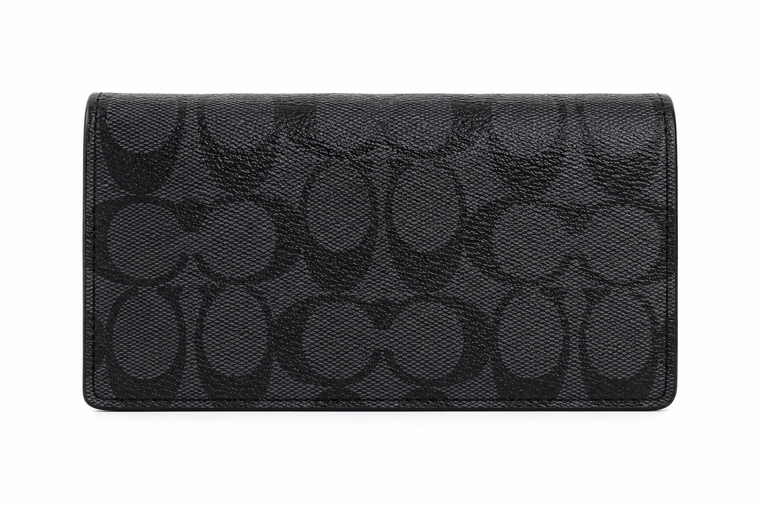 COACH Women's Premium Leather Wallet – Gray with Signature Embossed Pattern & Gold Zipper#03