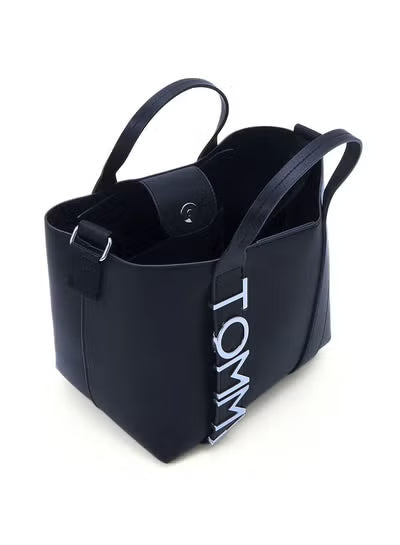 Tommy Hilfiger Women’s Navy Leather Shoulder Handbag – Elegant Everyday Compact Bag#0064