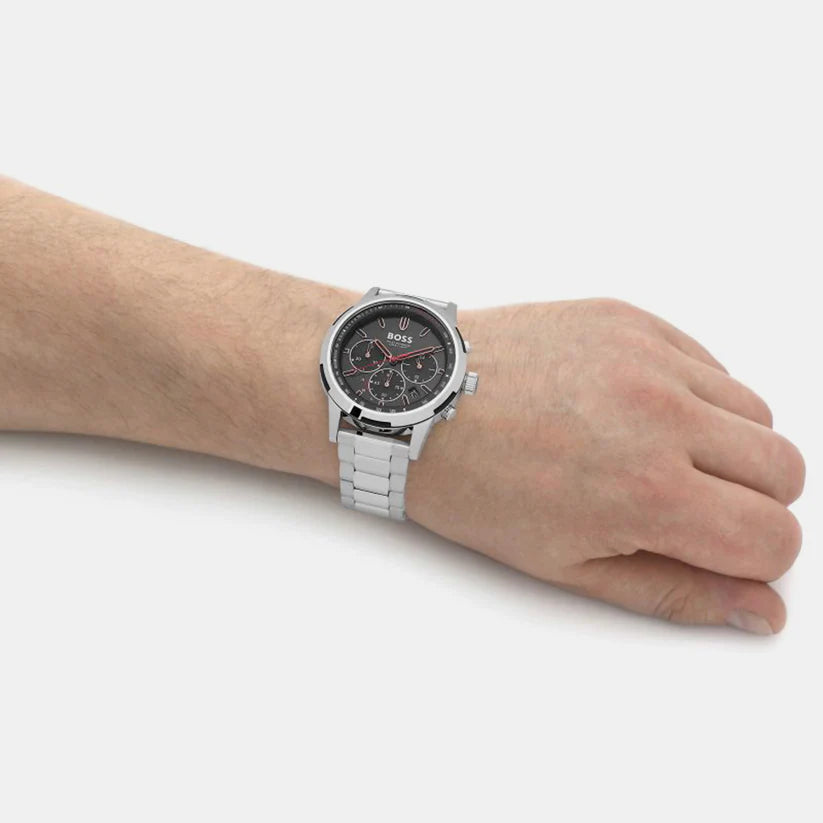 Hugo Boss Men’s Watch – Model 1514032 | Classic Black Dial with Silver Stainless Steel Bracelet