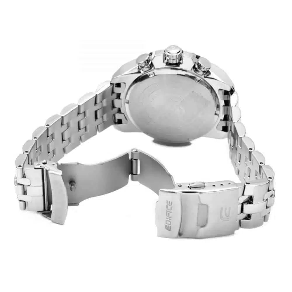 Casio Edifice EF-558D-1AV Men’s Chronograph Watch – Black Dial, Silver Stainless Steel Bracelet, Quartz Movement