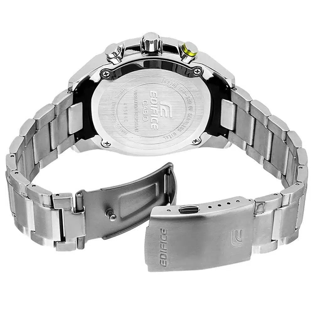 Casio Edifice Chronograph Watch for Men – Black Dial with Silver Stainless Steel Strap (EFR-540D-1AVUEF)